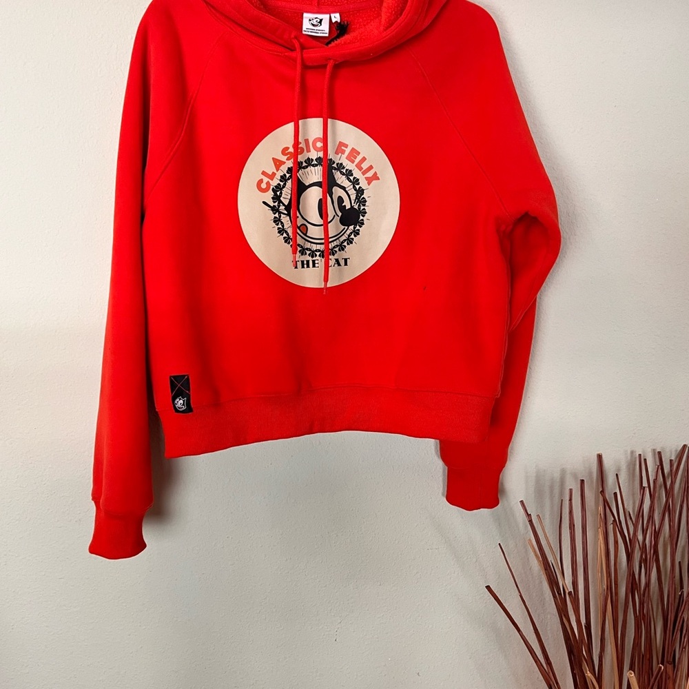 Classic Felix the cat Cropped Hoodie orange Jr. large *flawed
